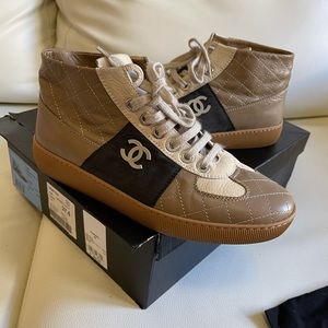 Chanel beige tennis sneakers